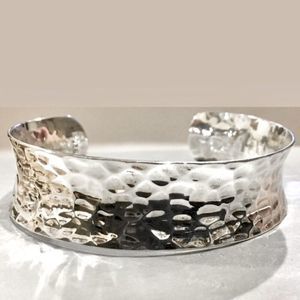 VINTAGE Sterling Silver Hammered Cuff Bangle Bracelet
